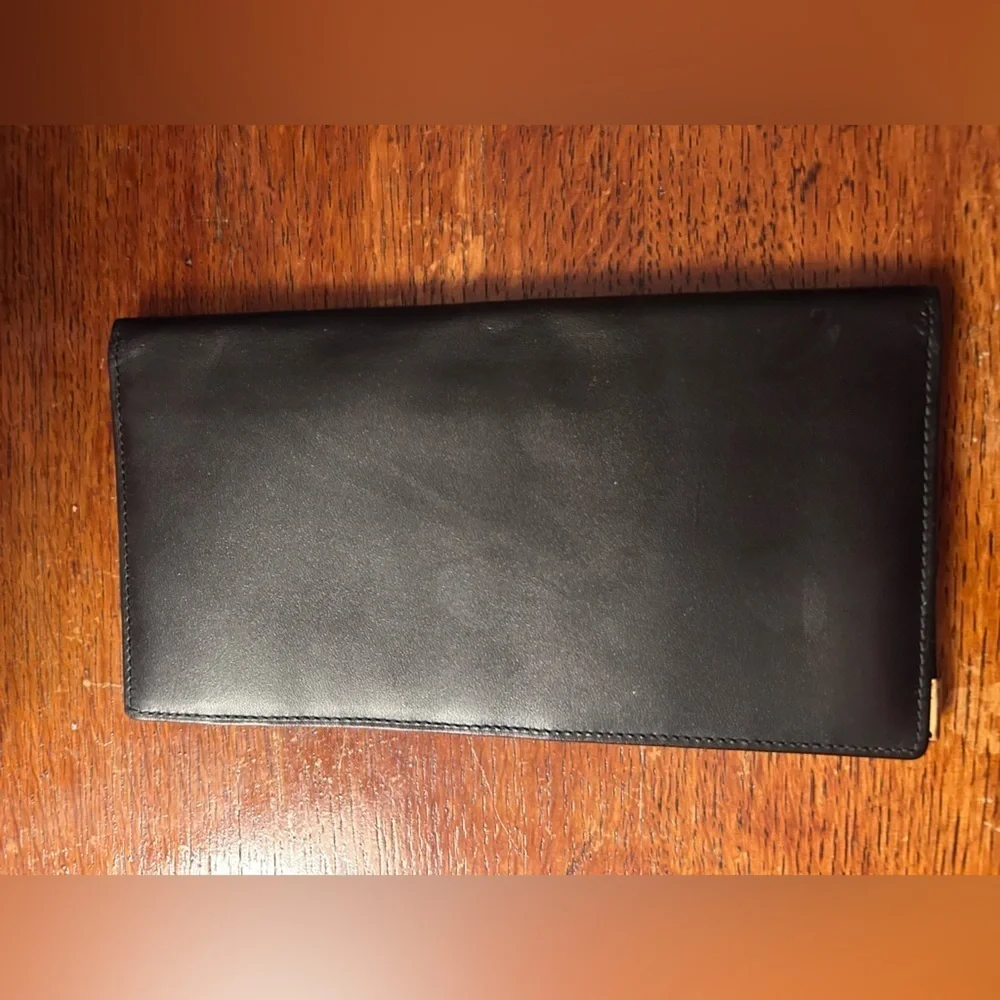 Dunhill Black Leather Wallet | Gold Logo & Corner Accent | Vintage Luxury